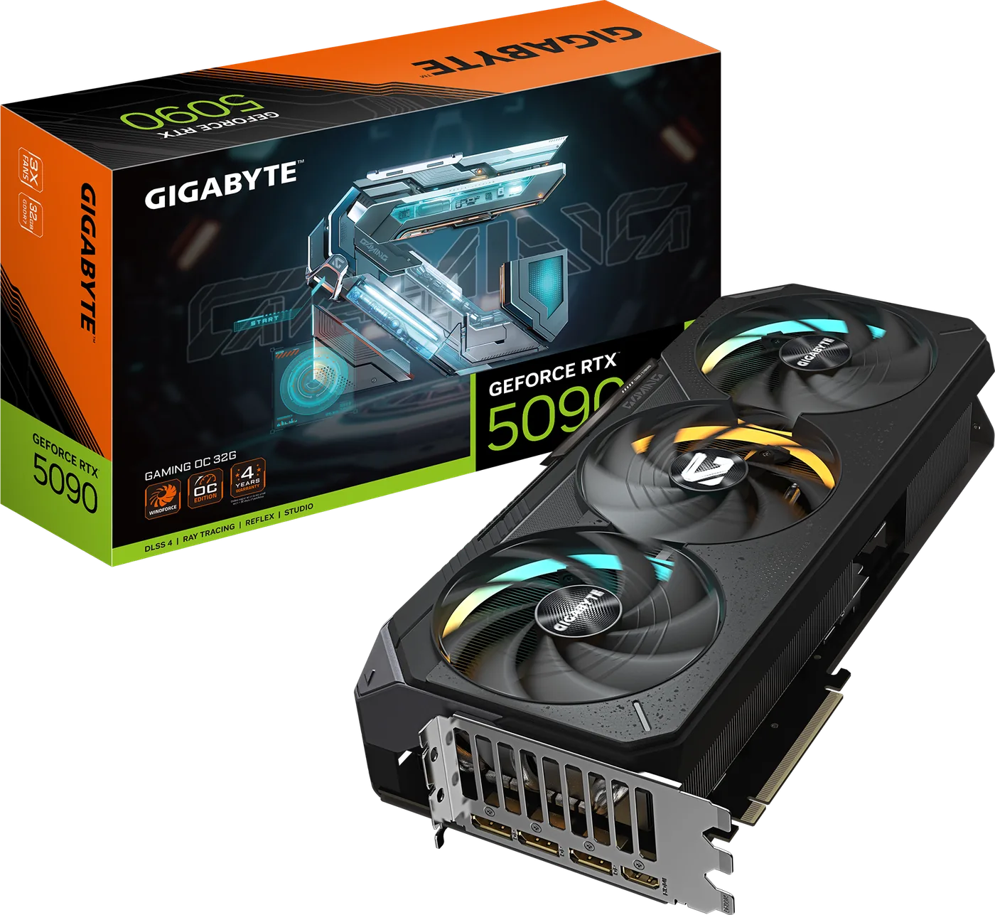 Видеокарта Gigabyte GeForce RTX 5090 GAMING OC 32 ГБ, чёрная