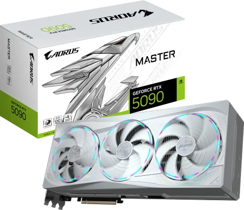 Видеокарта Gigabyte GeForce RTX 5090 AORUS MASTER ICE 32 ГБ, белая